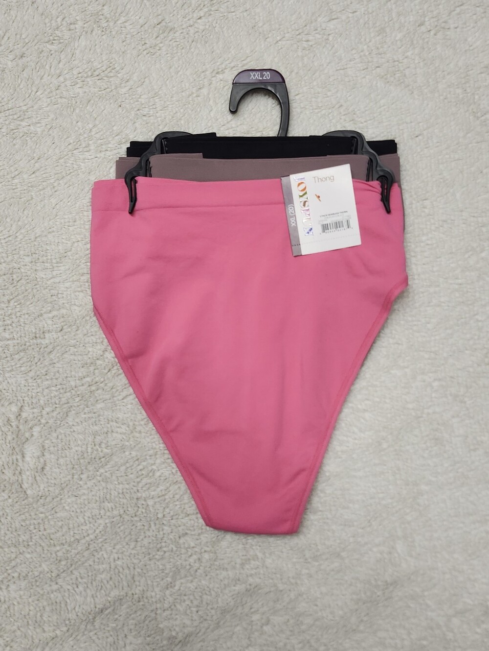 • Joyspun Women Thong Panties 3 Pack Size XXL 20 Plus NWT Seamless Pink Black